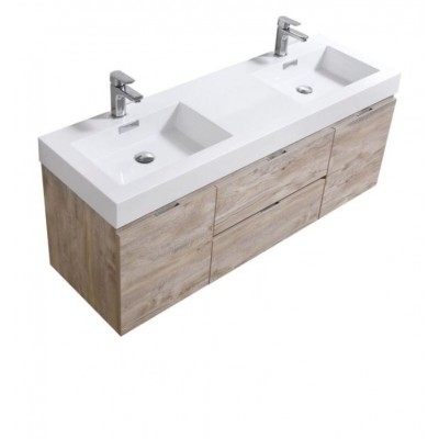 Contemporary Wall Hanging Melamine MDF cabinet 48 inch Bathroom Vanity Natural Wood Look