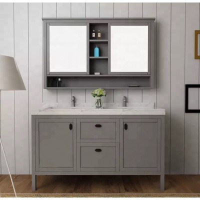 Floor Mounted Hotel Furniture 2 Doors Bathroom Cabinet,2 Drawer Furniture Bath Room Bathroom Mirror Vanity Cabinet