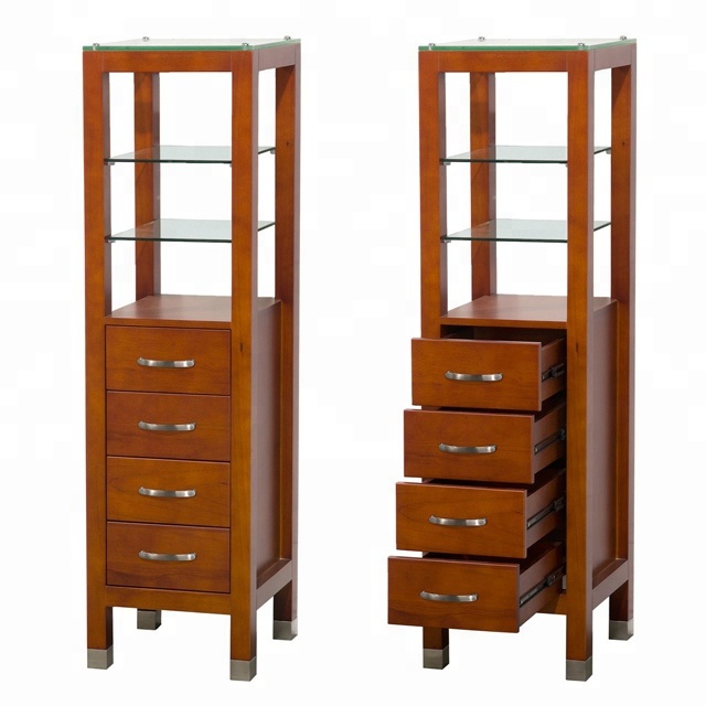 Floor Stand Solid Wooden Bathroom Cabinet Side Cupboard